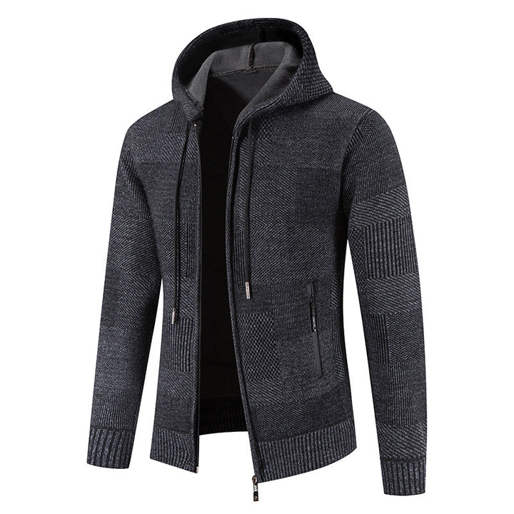 Men's knitted hoodie jacket with modern structural elements Lune London
