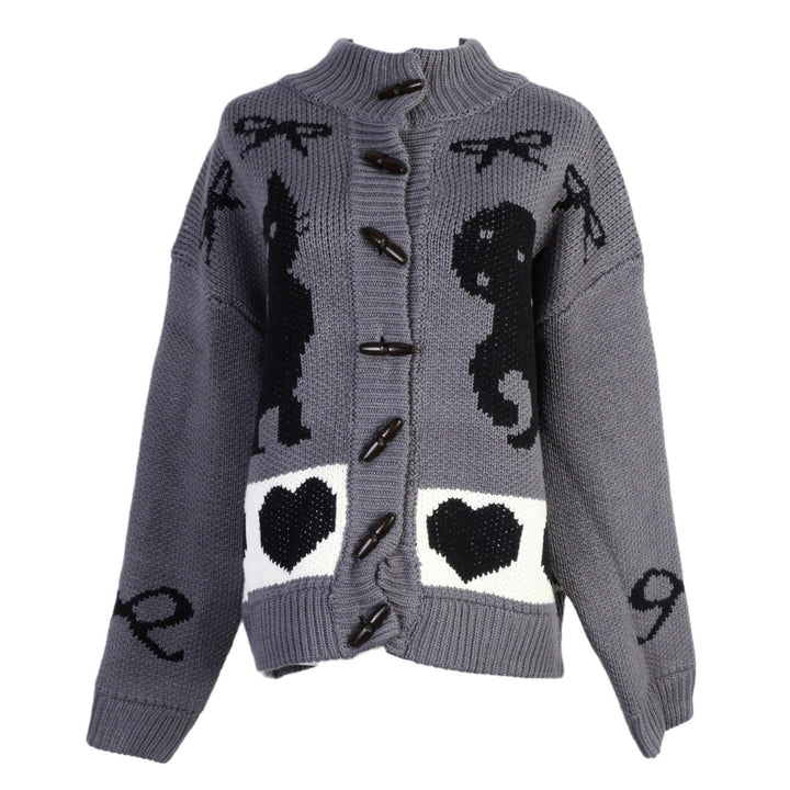 Women's cardigan with playful animal patterns and chic button details