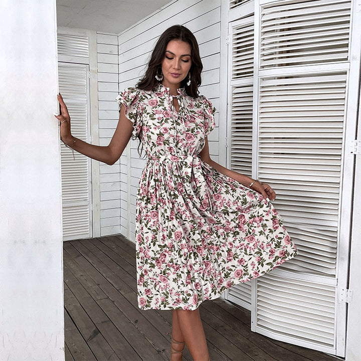Elegant floral wrap dress for women with adjustable waist Lune London