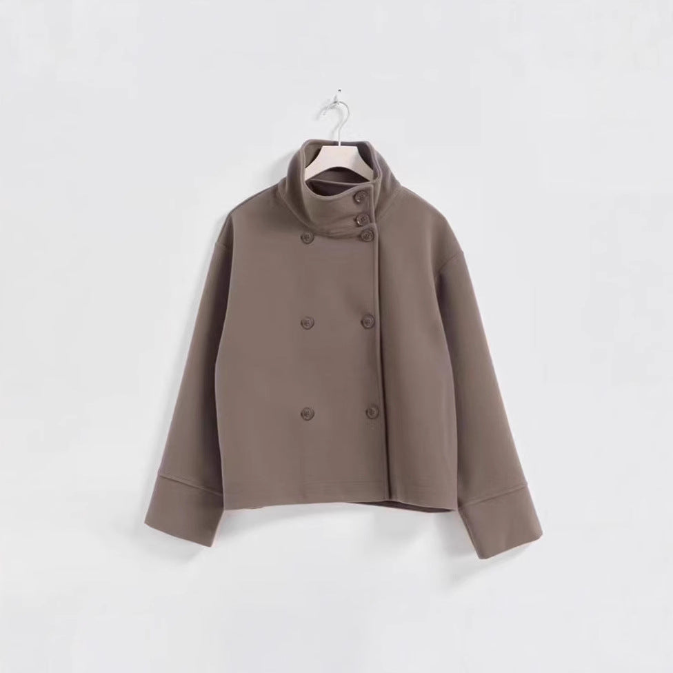 Cropped jacket for women with high collar and double breasted Lune London