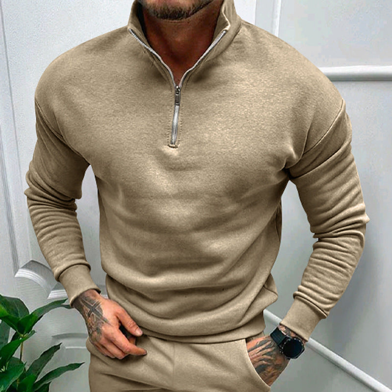 Elegant pullover for men with collar and practical zip Lune London