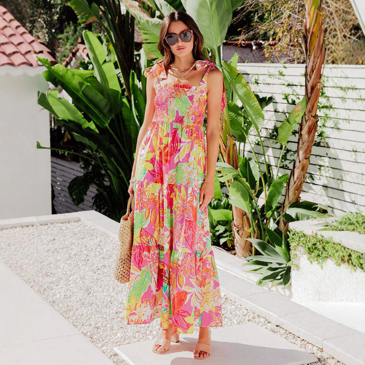 Ladies Tropical Print Maxi Dress Lune London