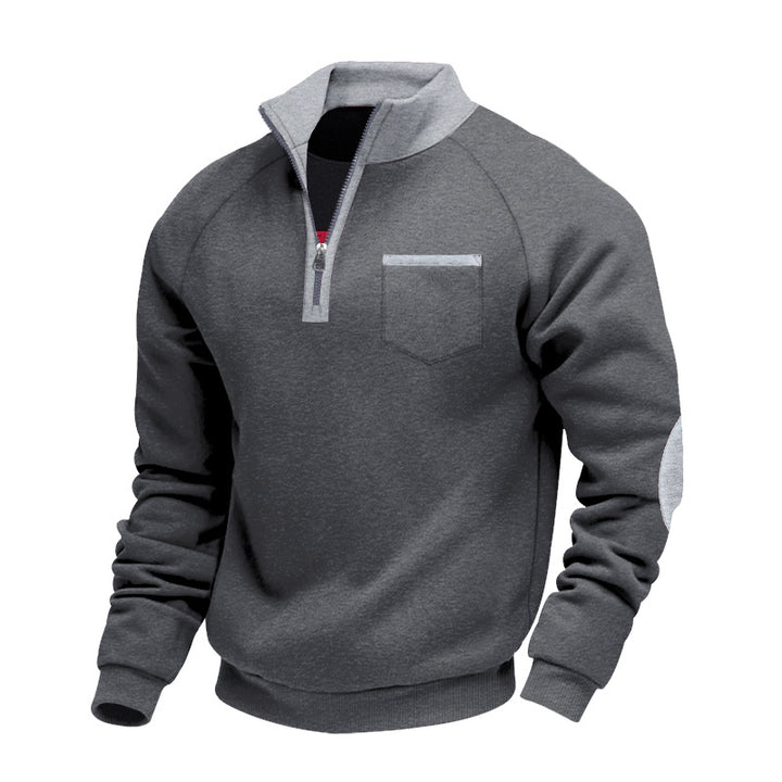 Men's trendy hooded sweater with zipper and practical chest pocket Lune London