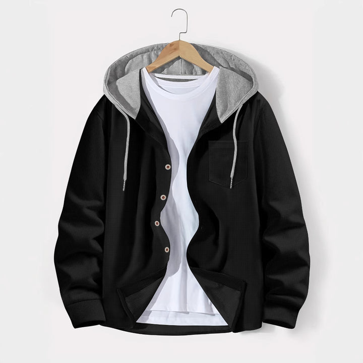 Men's versatile hoodie t-shirt with textured surface and practical chest pocket Lune London
