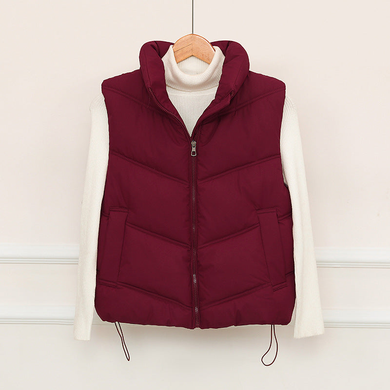 Ladies padded gilet with high collar and practical front pockets Lune London