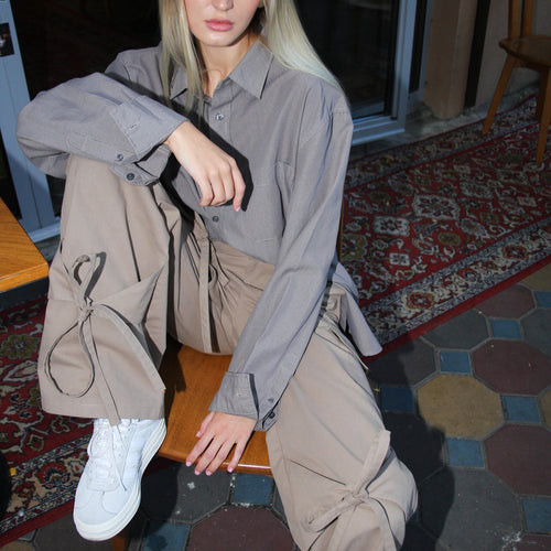 Long sleeve t-shirt for women with a relaxed fit and tie details Lune London