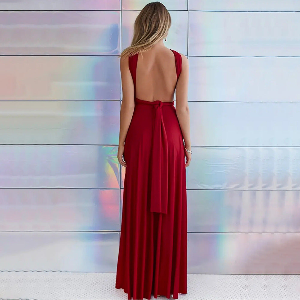 Robe maxi femme avec un design élégant enroulé et une coupe ajustée Chic & Stil