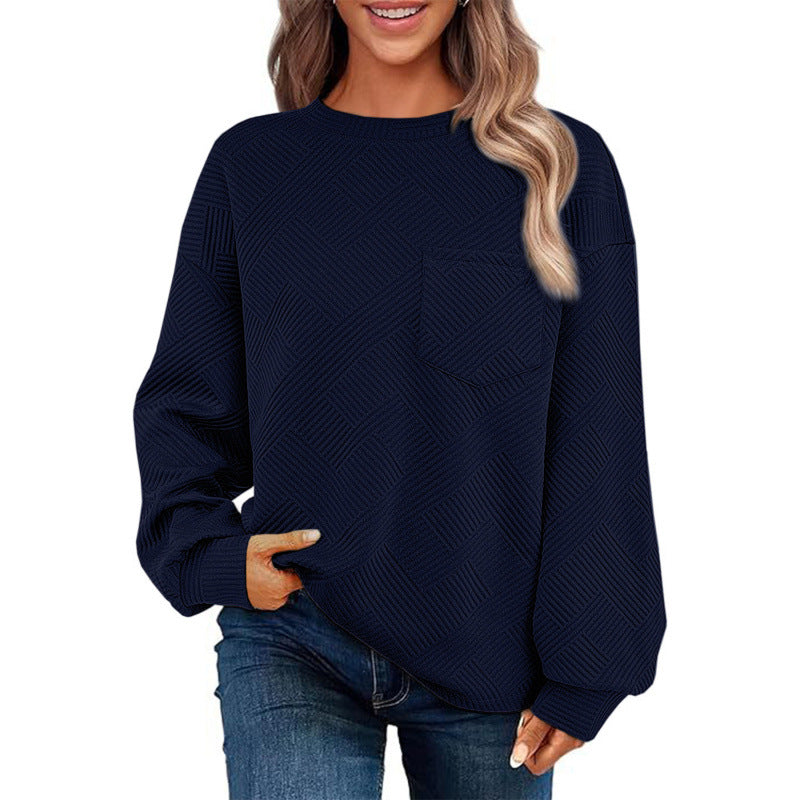 Casual sweater for women with textured pattern and practical chest pocket Lune London
