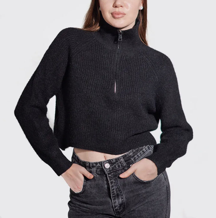 Women's sweater with high collar and zip Lune London