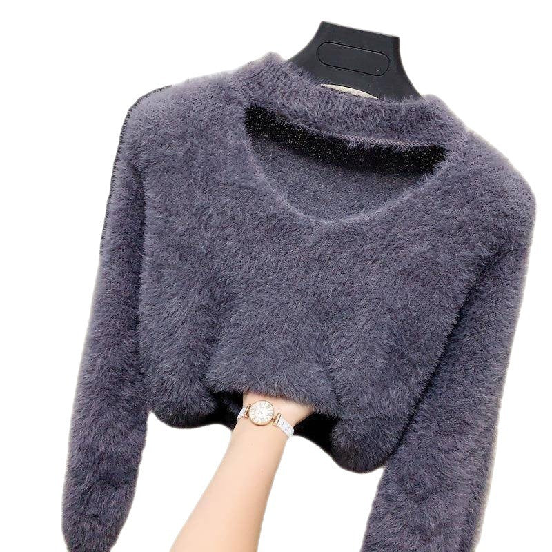 V-neck sweater with high collar for women soft Lune London