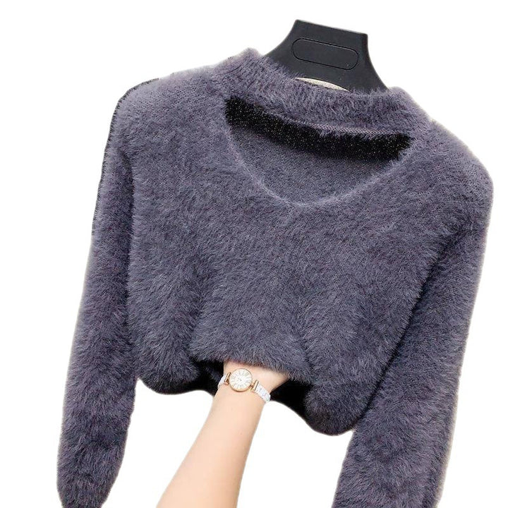 V-neck sweater with high collar for women soft Lune London