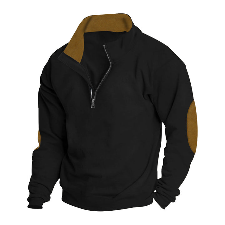 Men's sweatshirt with modern high collar and leather patches Lune London