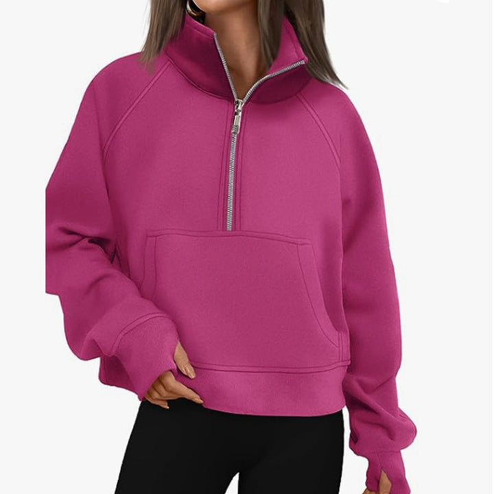 Women's sweater with high collar and zipper Lune London