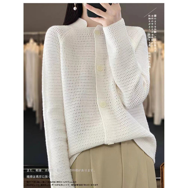 Women’s knit jacket with special button details and a structured knit look Lune London