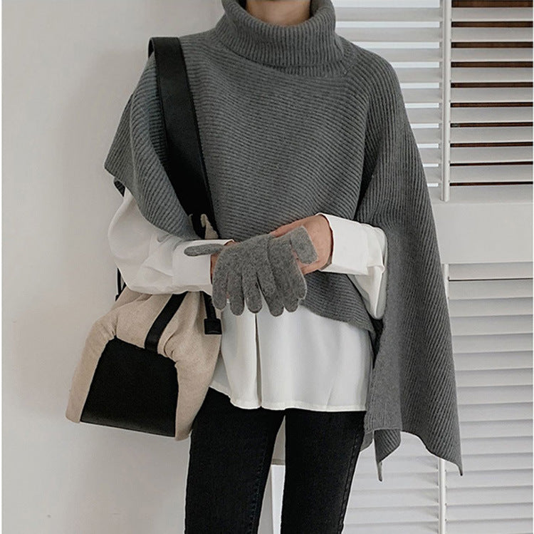 Oversized knitted sweater for women with high collar Lune London