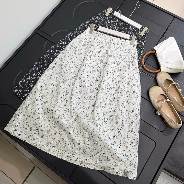 Jupe midi pour femmes avec motif floral et taille élastique Chic & Stil