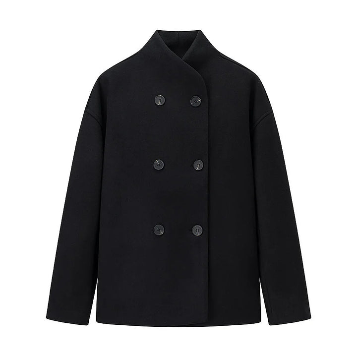 Elegant winter jacket for women with double-breasted buttons and high collar Lune London