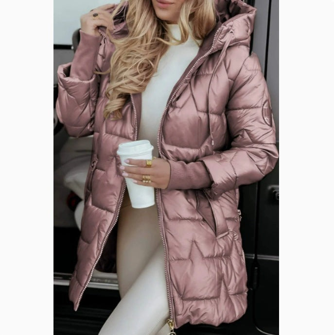 Ladies long, lined winter coat with hood Lune London