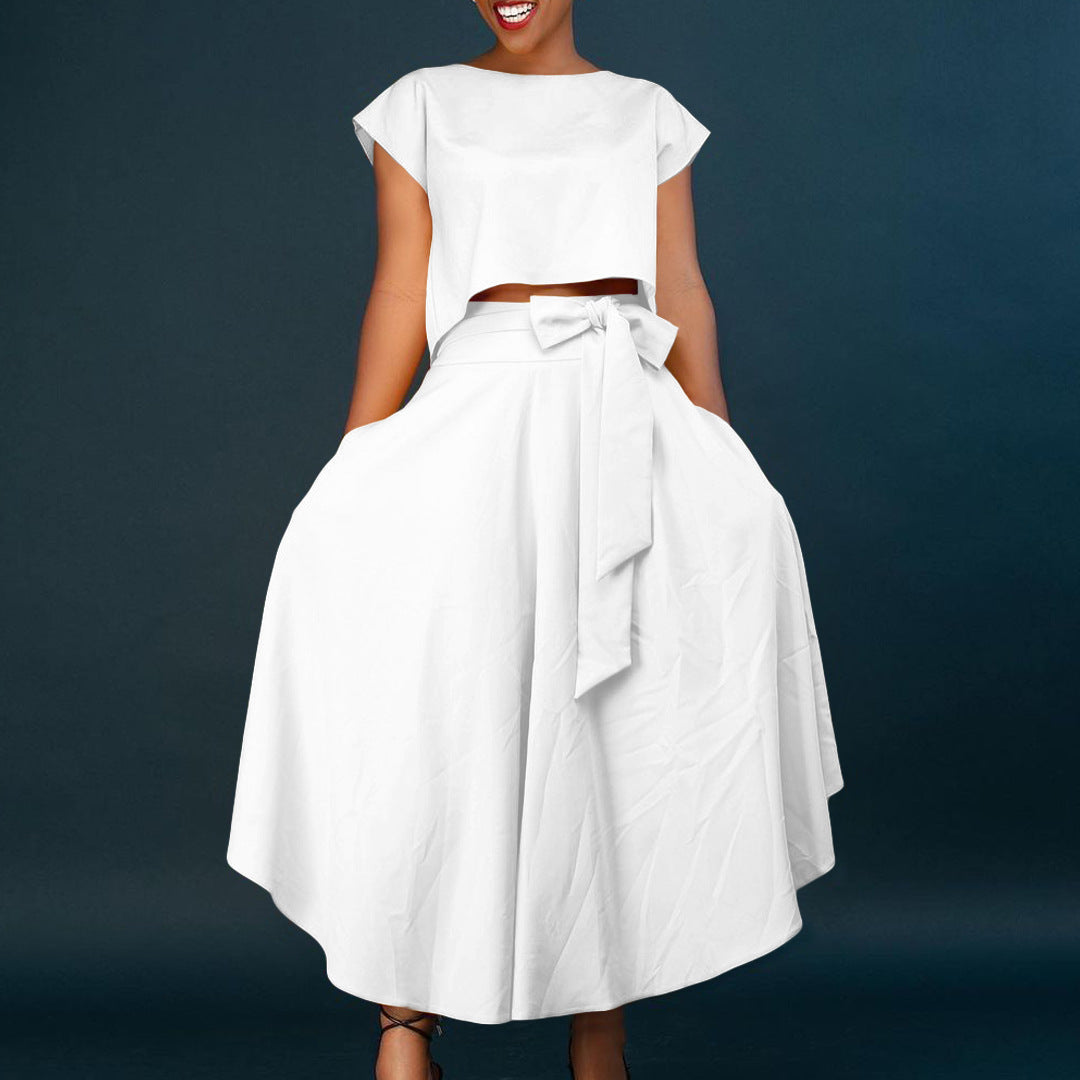 Asymmetrical maxi dress for women with wrapped belt Lune London