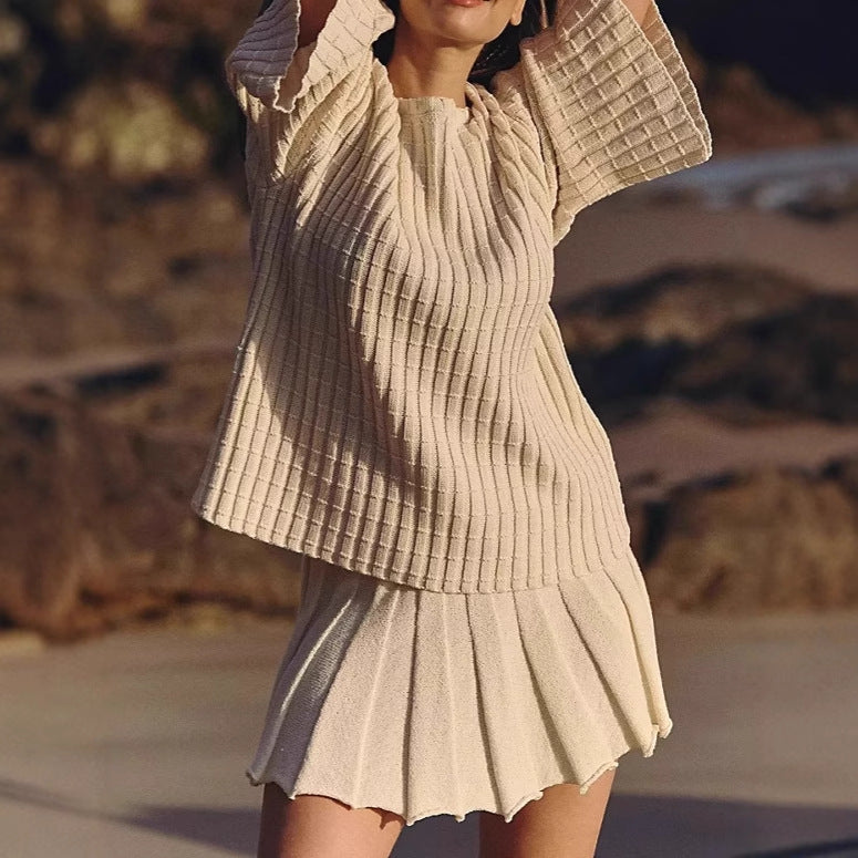 Casual knitted dress for women with asymmetrical hem and loose fit Lune London