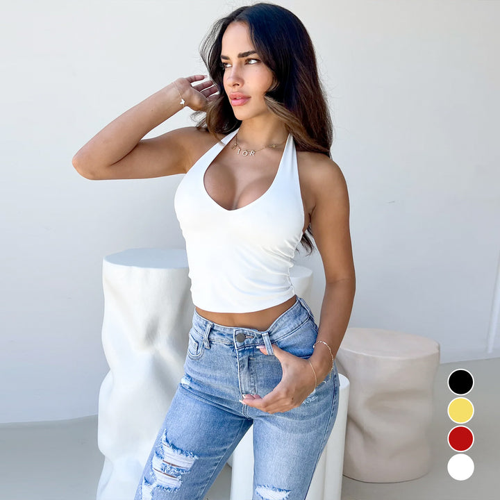 Women's one-sided cross-cut halter top Lune London