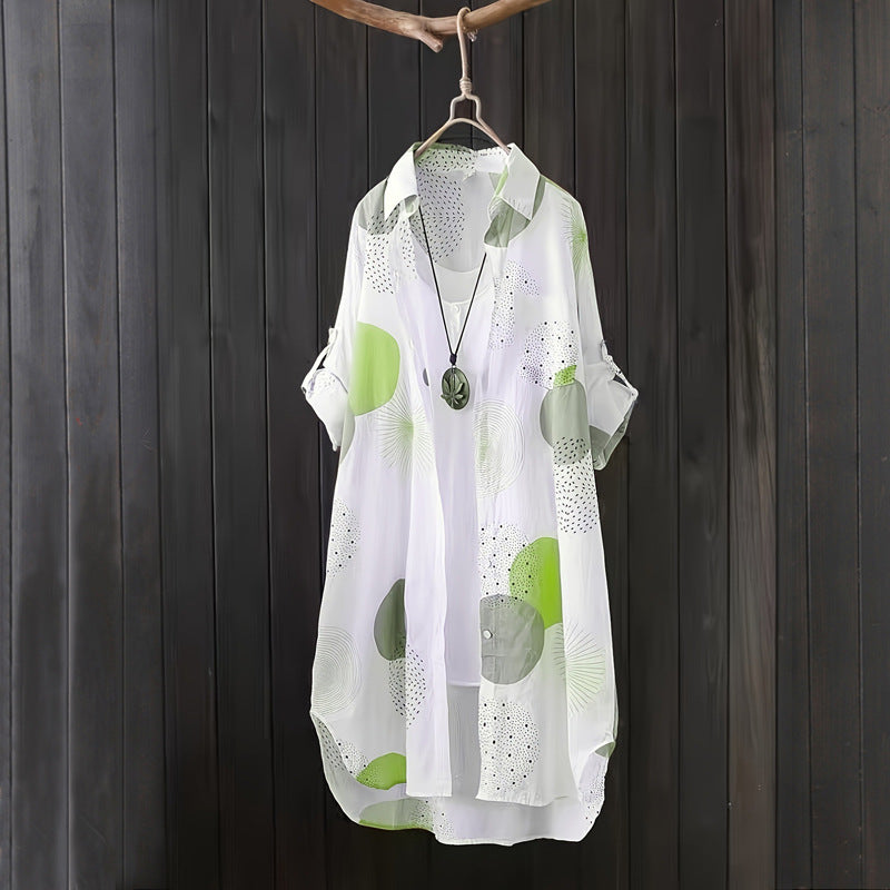 Ladies Lightweight Geometric Print Tunic Shirt Lune London