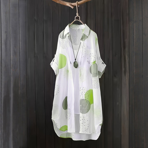 Ladies Lightweight Geometric Print Tunic Shirt Lune London