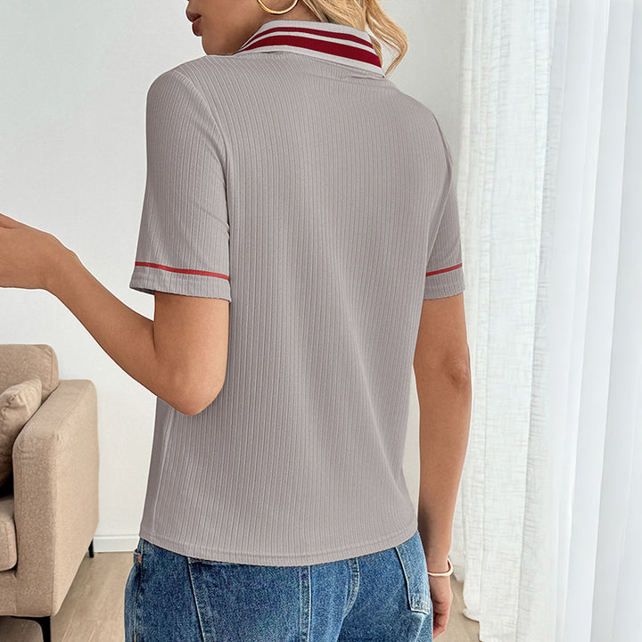 Chemise polo femme avec bordure rayée élégante Chic & Stil