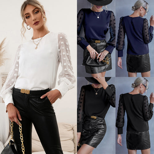 Women's shirt with puffed transparent sleeves and a decorative detail Lune London