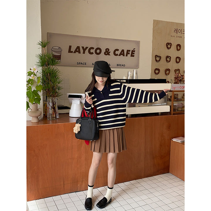 Ladies classic knit sweater with maritime stripes Chic & Stil