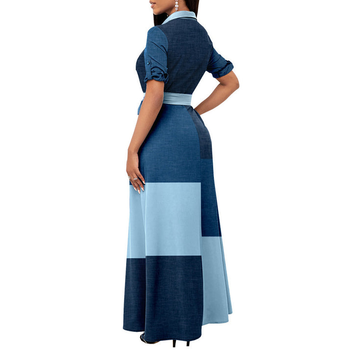 Elegant maxi dress with buttons for women with a fitted belt Lune London