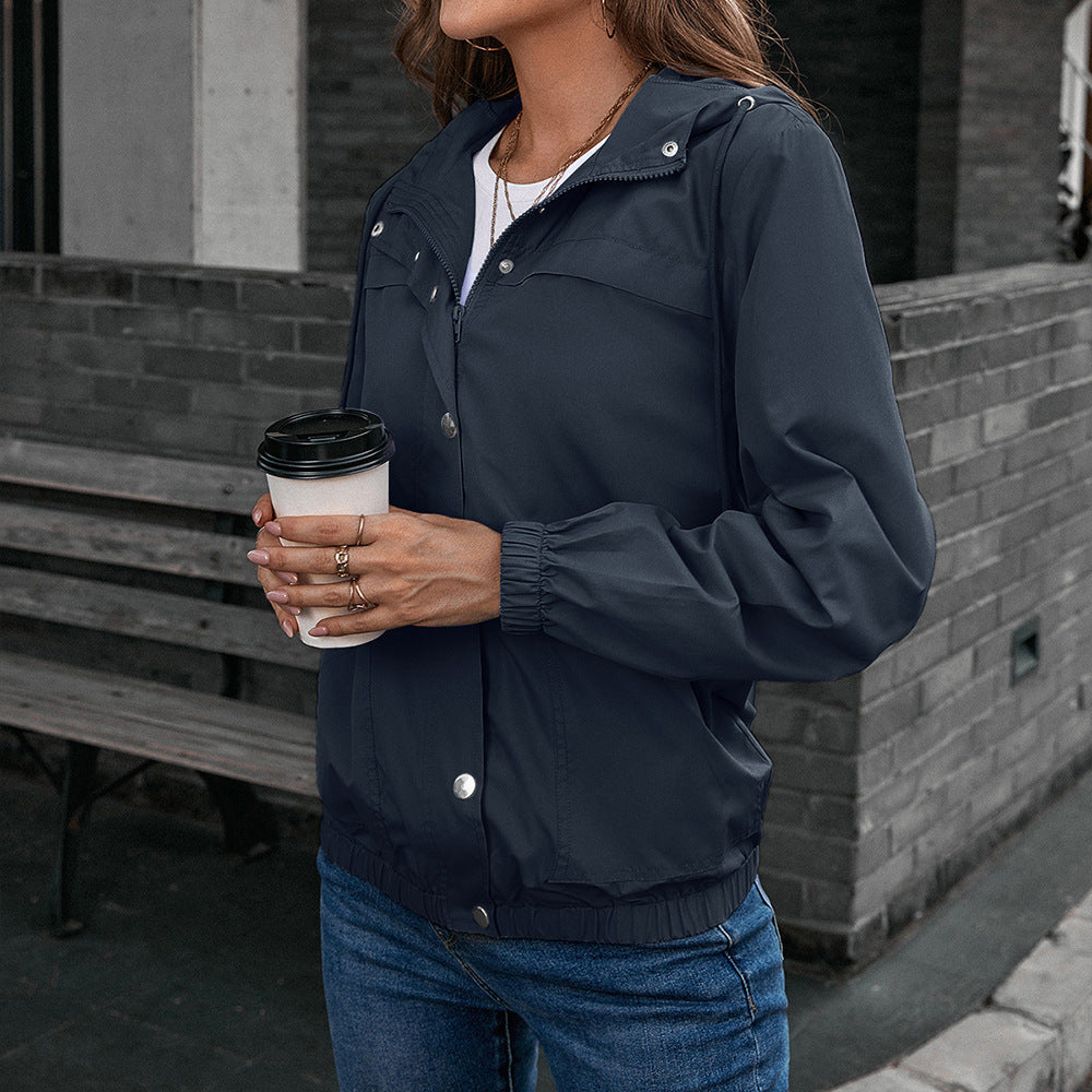 Functional jacket for women with hood and elastic cuffs Lune London