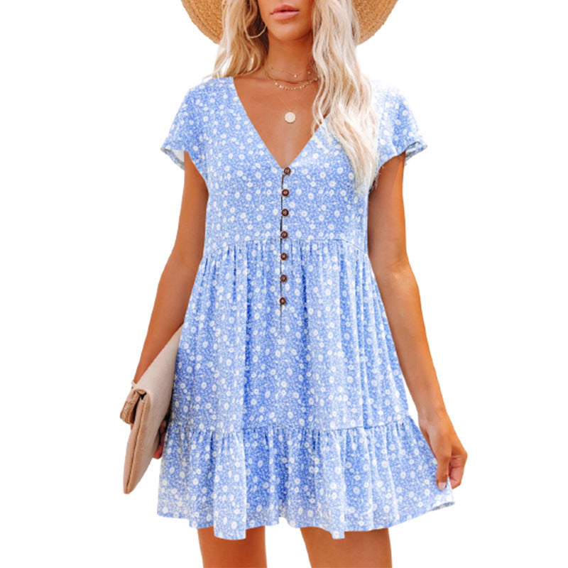 Summer dress for women with floral patterns and button details Lune London