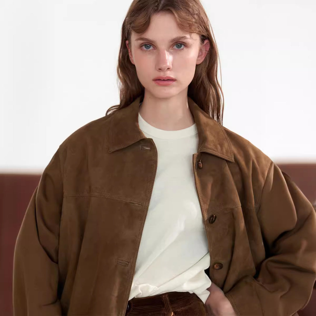Veste en suède stylée pour femmes avec fermeture à boutons Chic & Stil