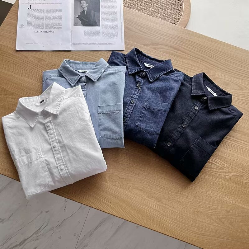 Chemise à manches longues élégante et polyvalente pour femme avec poche poitrine Chic & Stil