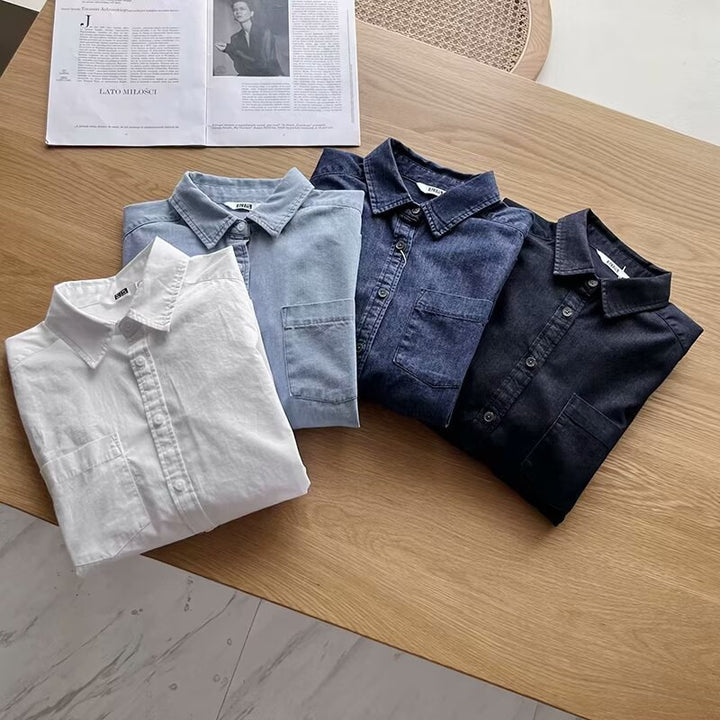 Chemise à manches longues élégante et polyvalente pour femme avec poche poitrine Chic & Stil
