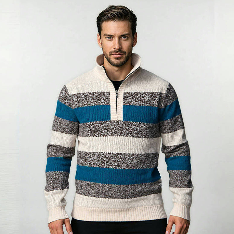 Knit sweater for men with high collar and innovative zipper Lune London