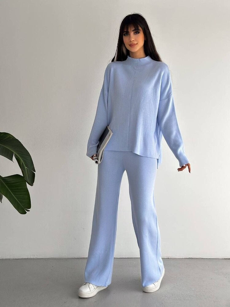 Women Elegant and Casual Lounge Set with a Loose Top and Flared Pants Lune London