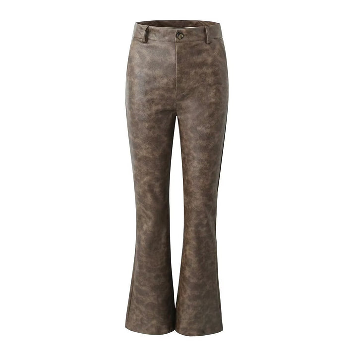 Faux leather flared trousers for women with an elegant cut and a high waist Lune London