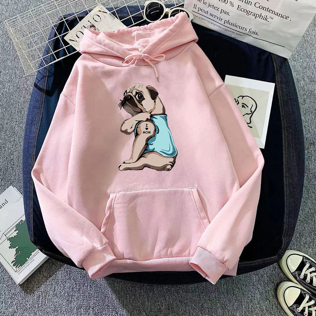 Women's hoodie with cute pug design Chic & Stil