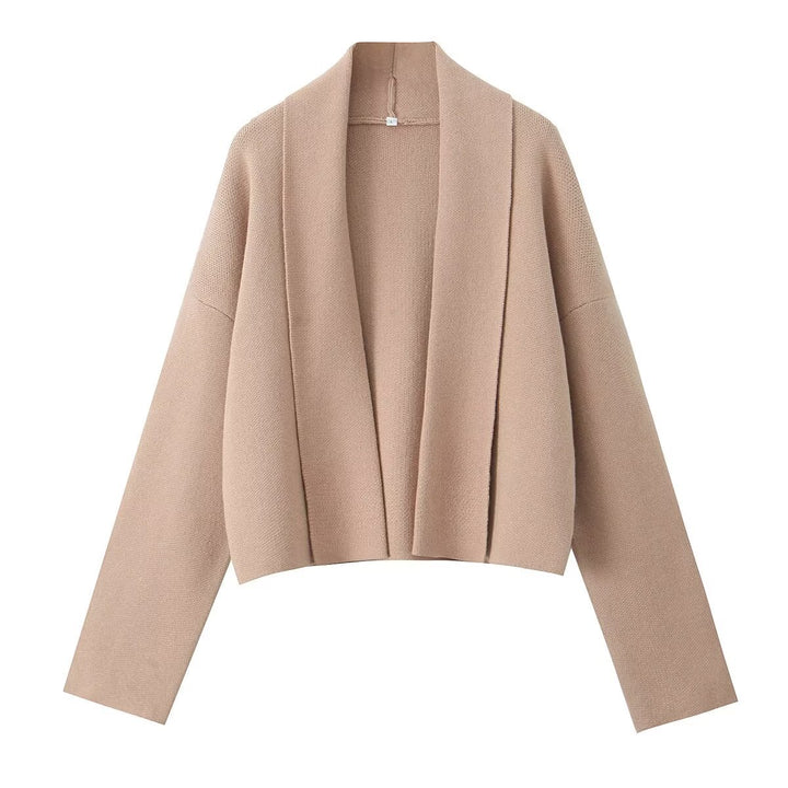Casual knit jacket for women with an open design and a V neck Lune London