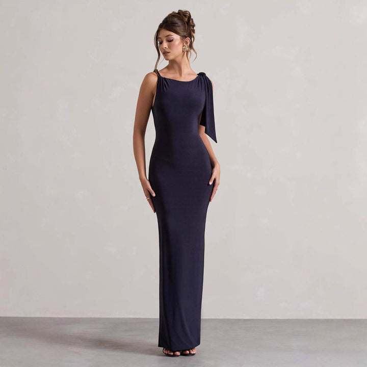 Elegant Maxi Dress for Women with Asymmetrical Strap and Chic & Stylish Fitted Cut