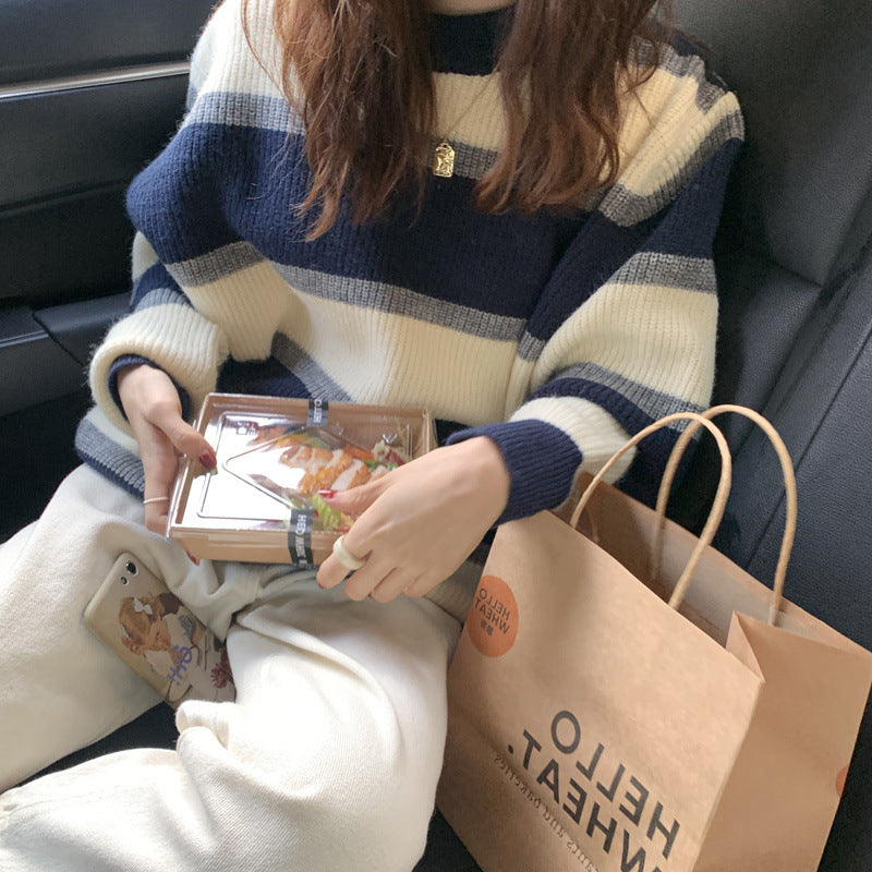 Pull en tricot décontracté pour femmes avec des rayures modernes Chic & Stil
