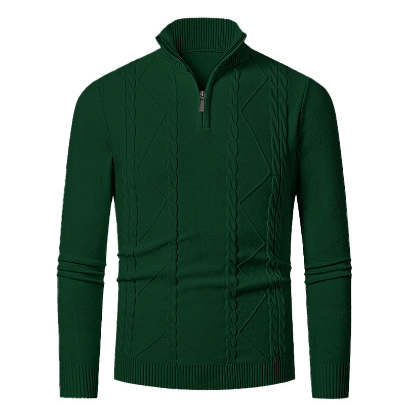 Knitted pull for men with half zip and textured pattern Lune London