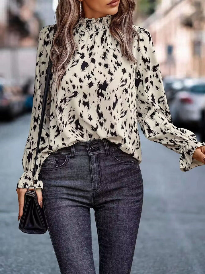 Ladies Elegant Long Sleeve Printed Blouse Lune London