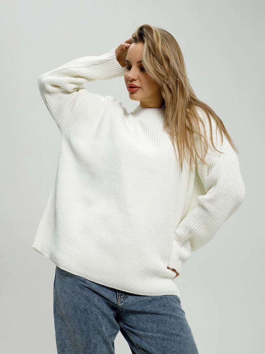 Pull épais en tricot pour femmes avec une coupe décontractée et des inserts de manches généreux Chic & Stil