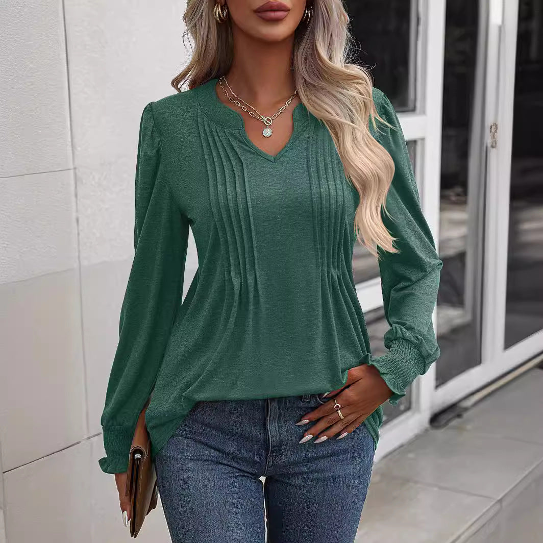 Long sleeve women's t-shirt with an elegant frill Lune London