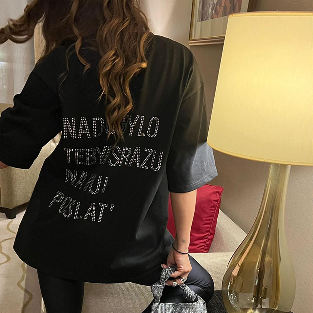 Casual t-shirt for women with sparkling inscription Lune London