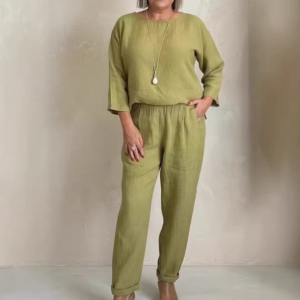 Women's Casual Linen Set with Loose-Fitting Top and Comfortable Pants Chic & Stil