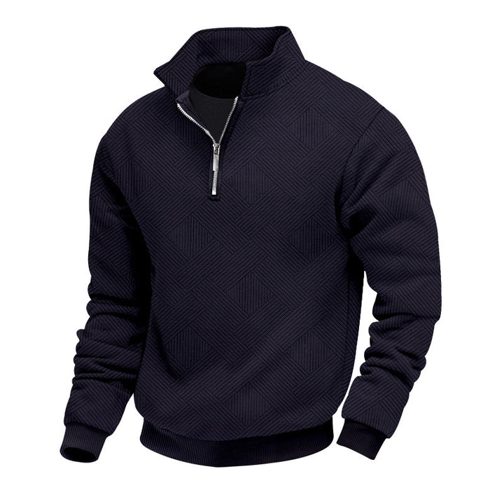 Sporty sweater for men with a high collar and attractive textured pattern Lune London